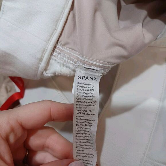 Spanx Jeans EveryWear Straight Leg High Rise Pull On White Size Large 20354R - Picture 7 of 8